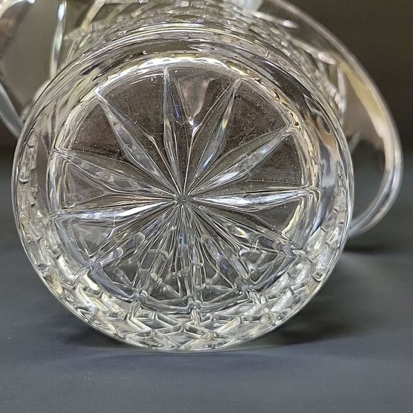 Vintage Galway Irish Crystal Basket w/ Handle 7"x4"x9" Diamond Pattern - Picture 3 of 9